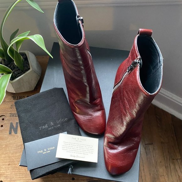 Rag & Bone Ellis Boot Mahogany, gently worn w/box, dust bag, card sz 8.5 - Picture 3 of 8